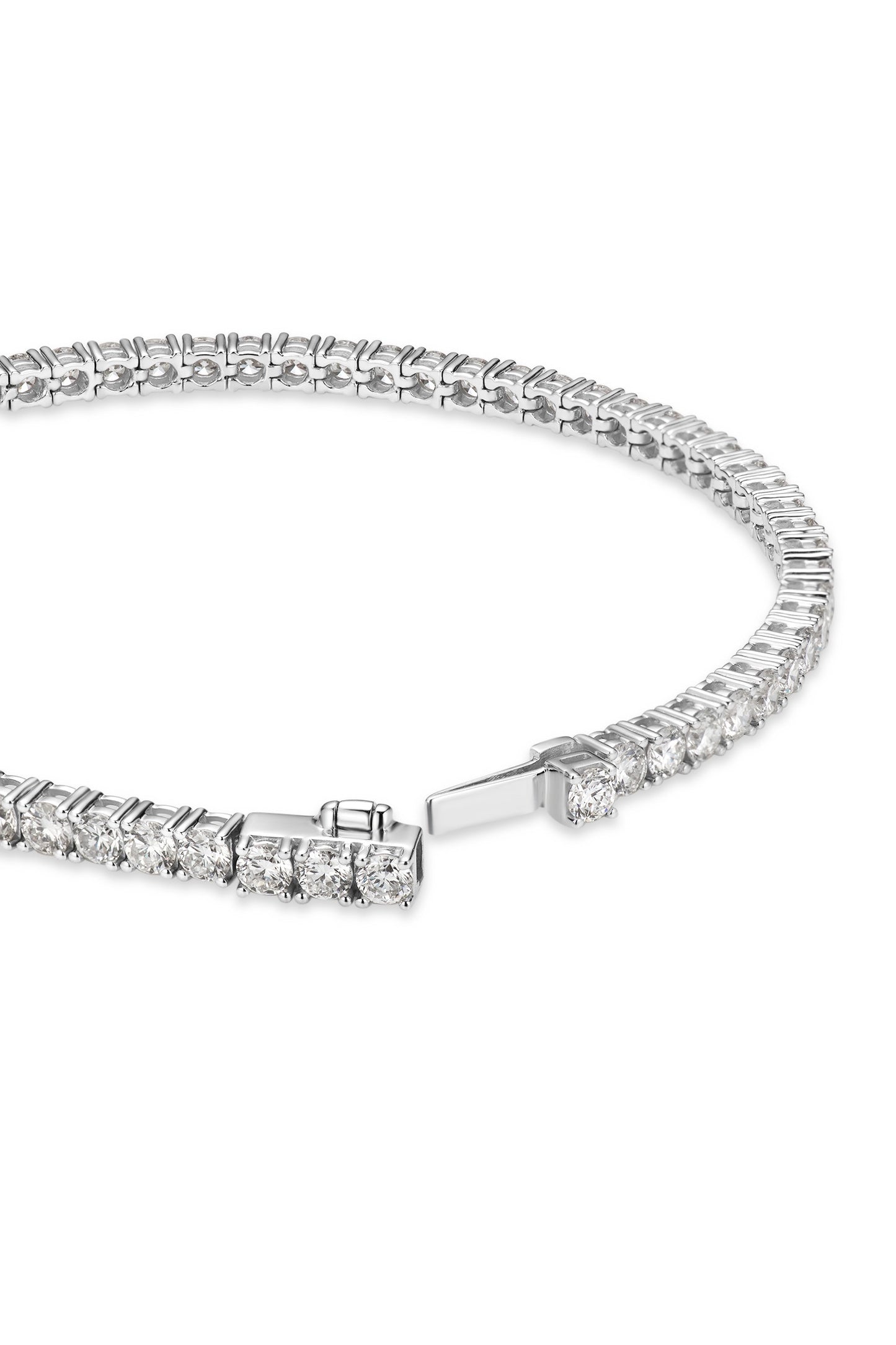 9K pulsera clásica de diamante color oro blanco, con 67 diamantes cultivados de 3.896 quilates