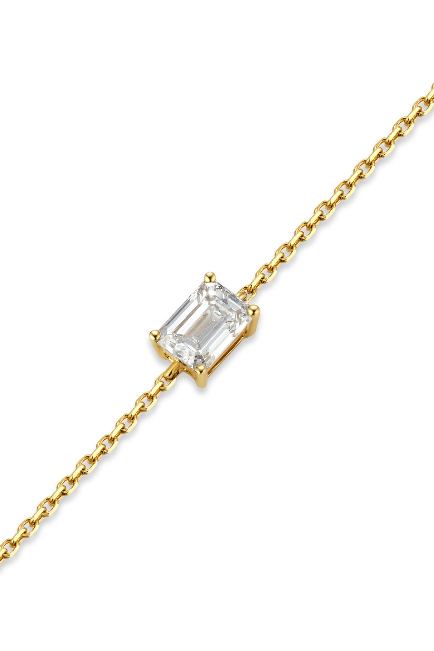 18K pulsera de diamante color oro amarillo, con 1 diamante talla cuadrada de 0.59 quilates
