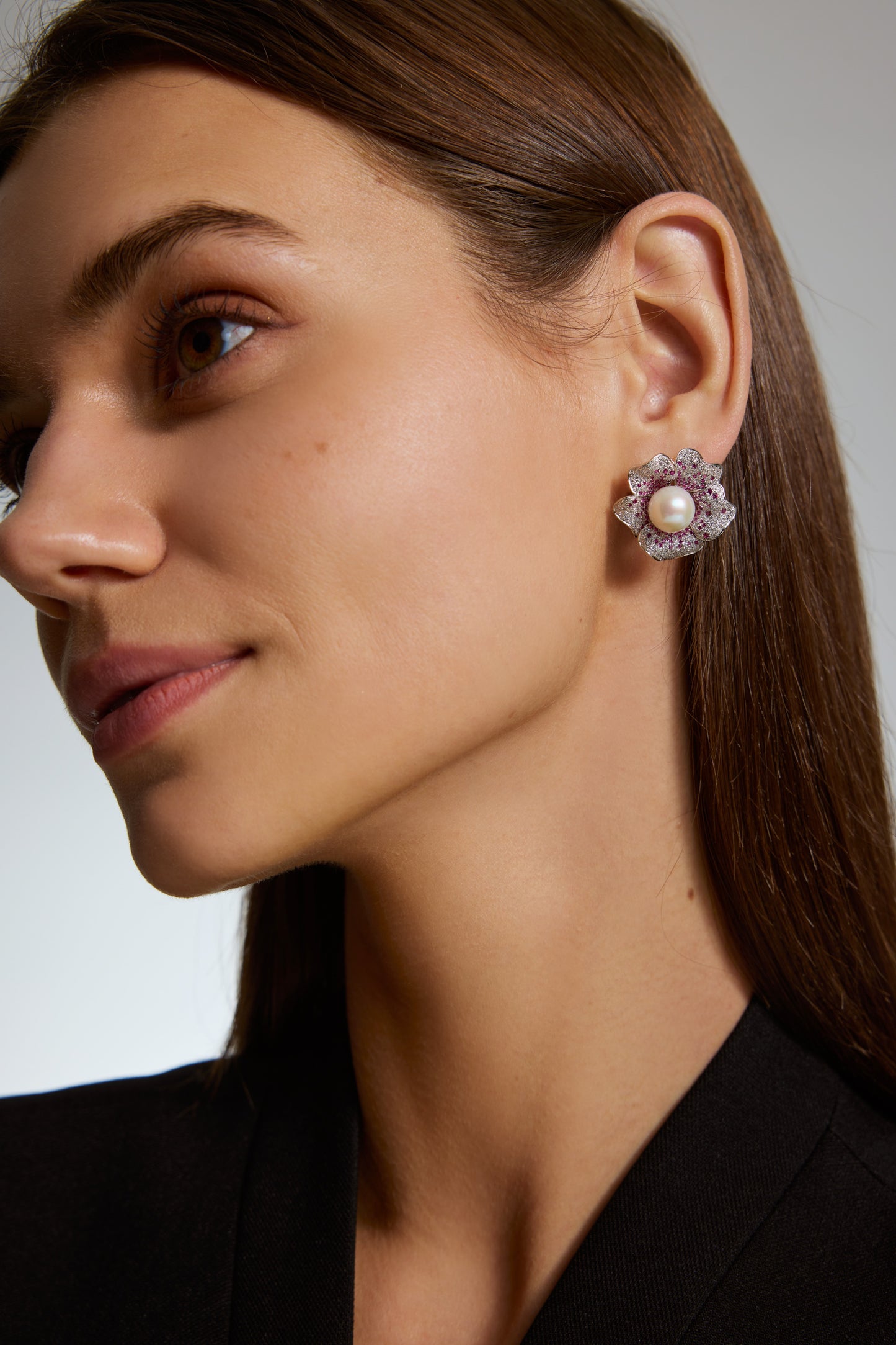 S925 pendientes en plata, con 2 perlas blancas de agua dulce de 10 mm