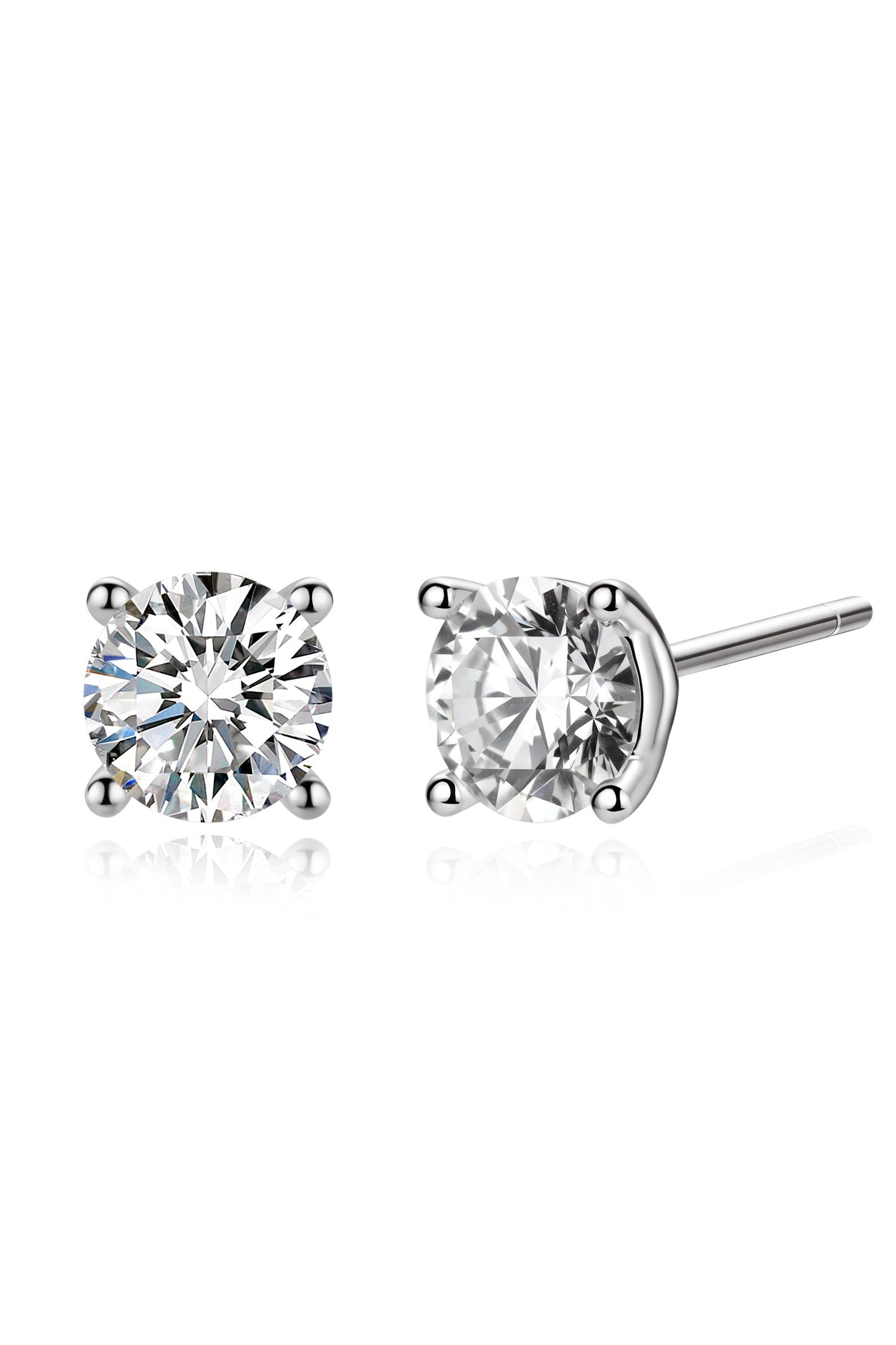 9K pendientes clásicos de diamante color oro blanco, con 2 diamantes de 1.19 quilates