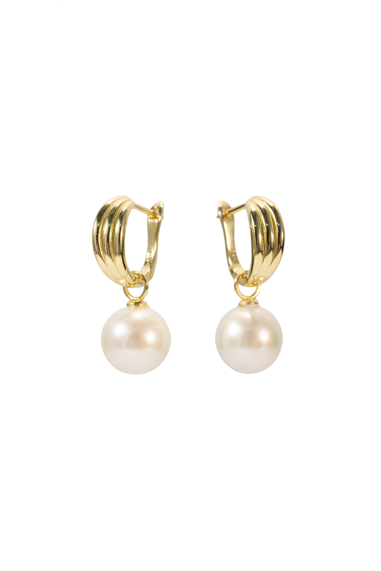 S925 pendientes estilo triangular en plata, con 2 perlas blancas de agua dulce de 10 mm incrustadas
