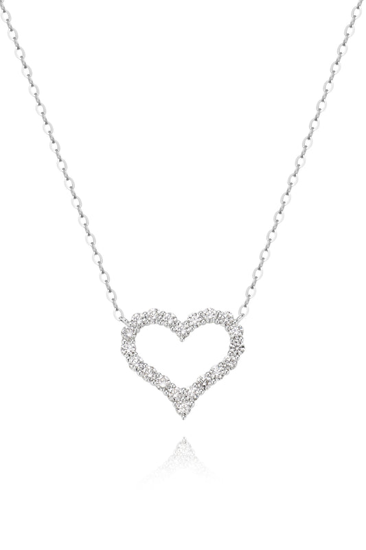 18K collar de diamante estilo corazón color oro blanco, con 20 diamantes cultivados de 0.5 quilates