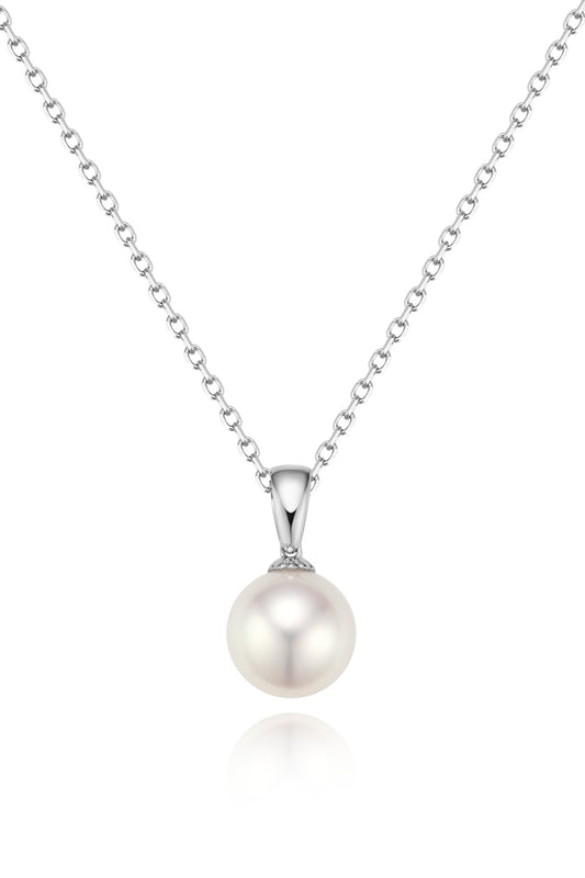 9K colgante de oro blanco, con perla Akoya de 4 mm
