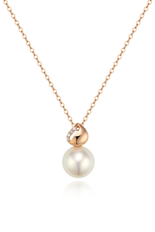 9K colgante de oro blanco, con perla Akoya de 8,3 mm y 4 brillantes diamantes