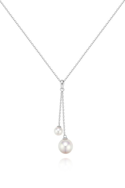 9K colgante de oro blanco, con 2 perlas Akoya de 4,7 mm