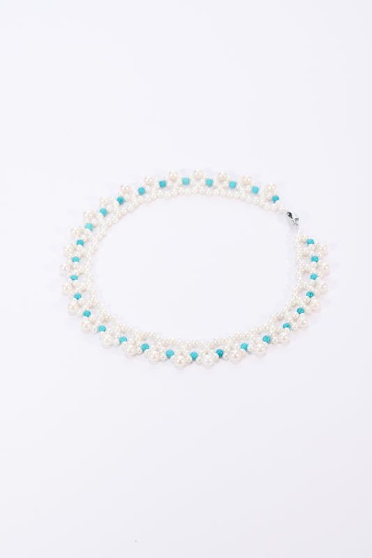S925 collar multicapa tejido a mano en plata, con perla de agua dulce de 4,5 mm incrustada