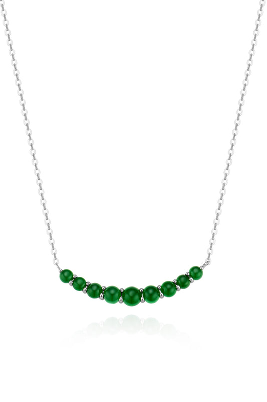 18K collar de jade en oro blanco, con 9 jades incrustados