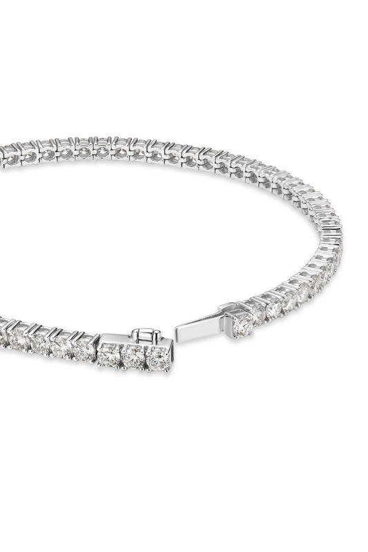 9K pulsera clásica de diamante color oro blanco, con 67 diamantes cultivados de 3.896 quilates
