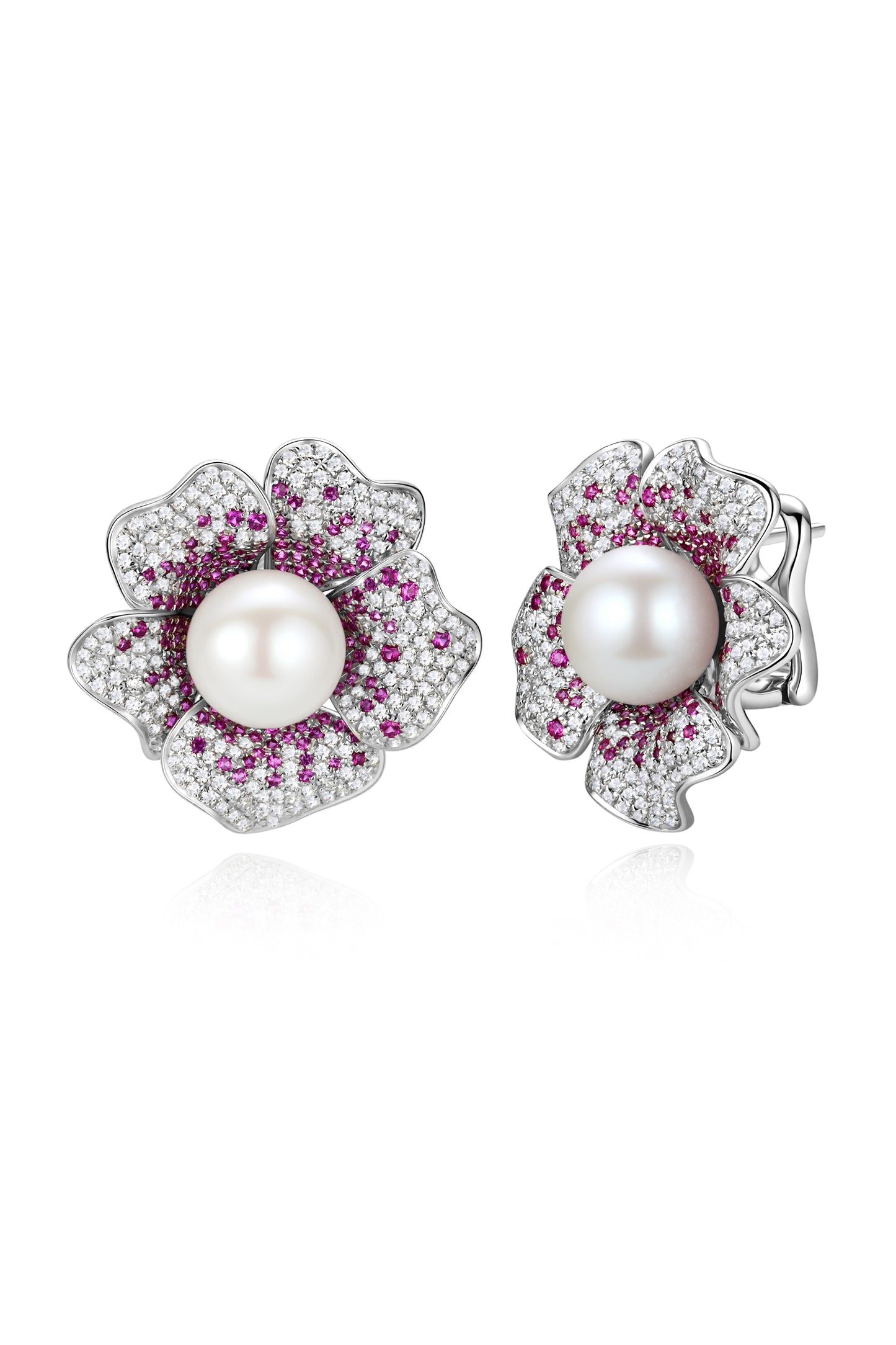 S925 pendientes en plata, con 2 perlas blancas de agua dulce de 10 mm