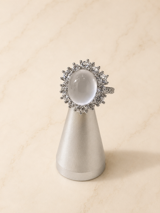 S925 anillo de jadeíta de agua en plata, con 1 jadeíta de agua de 11,5 mm