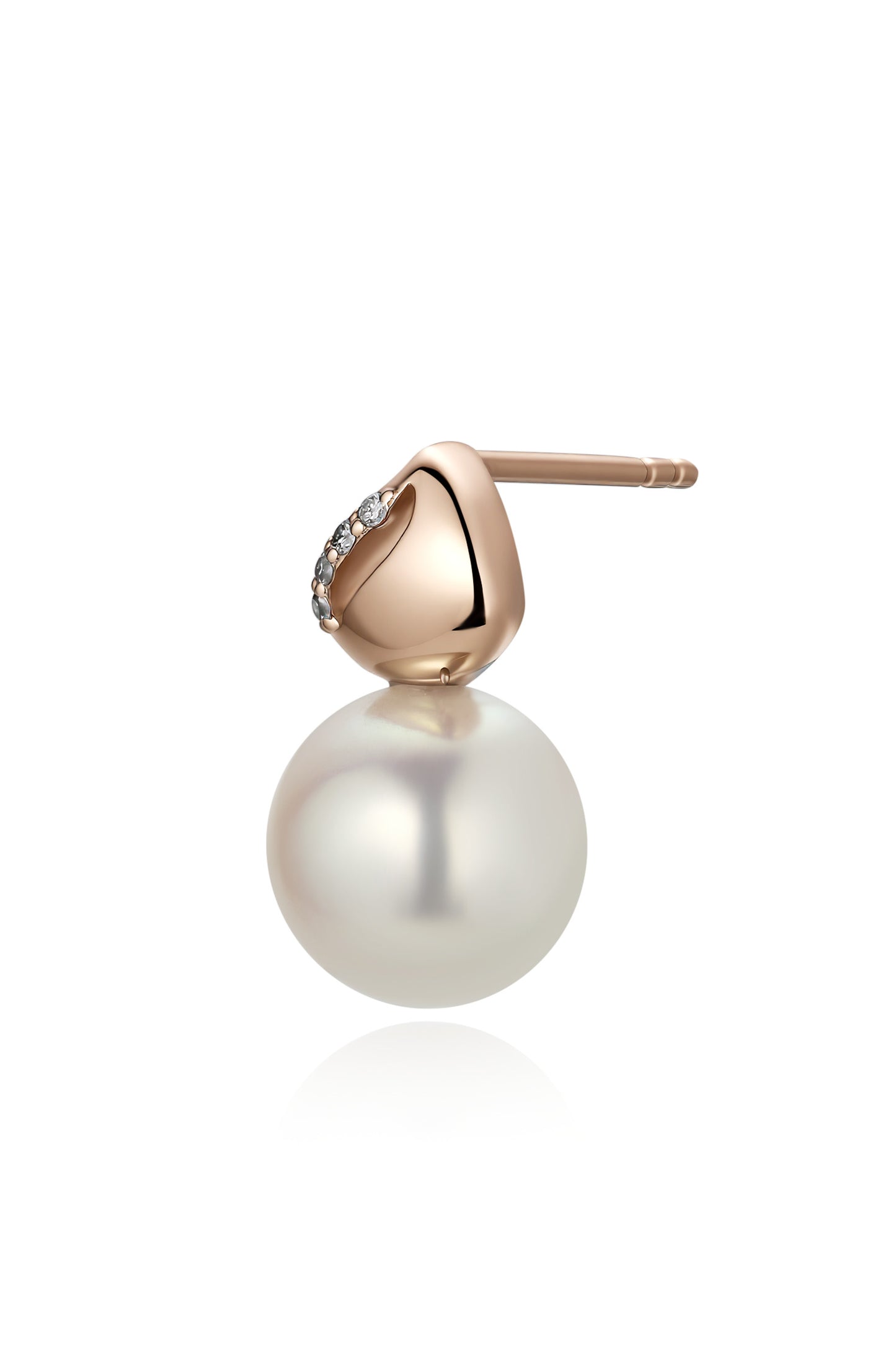9K pendientes de oro blanco, con 2 perlas Akoya de 7,4 mm y 8 brillantes diamantes