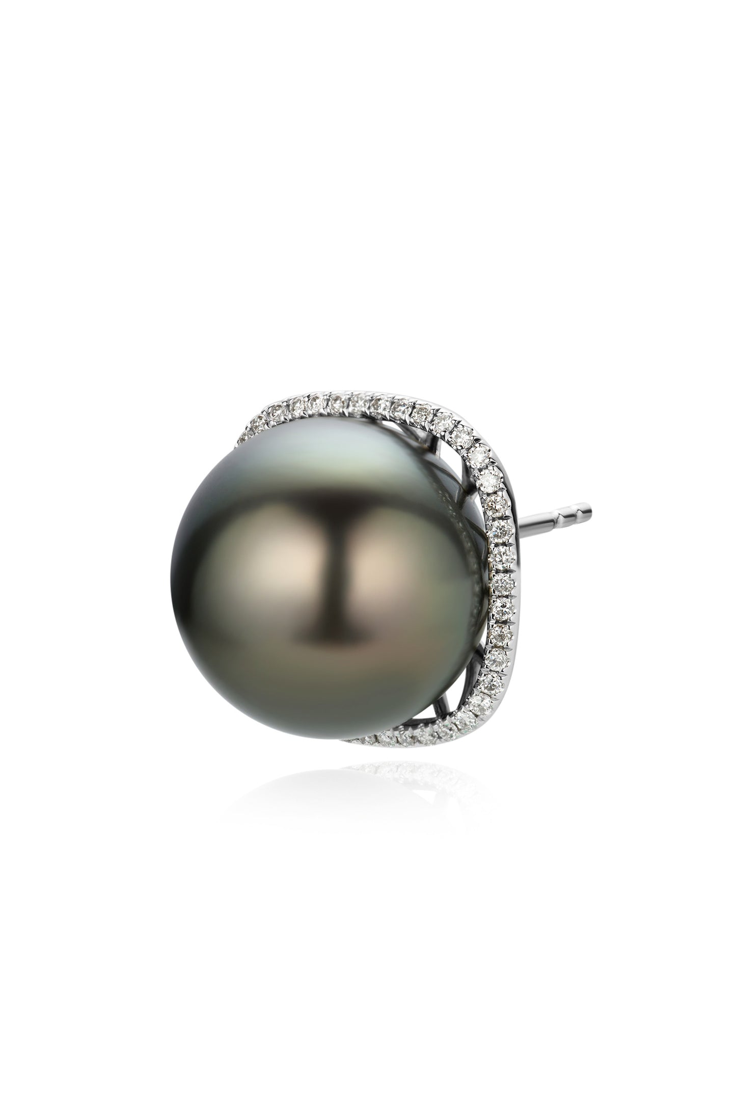 9K pendientes de oro blanco, con 2 perlas de Tahití de 11,2 mm y 88 brillantes diamantes