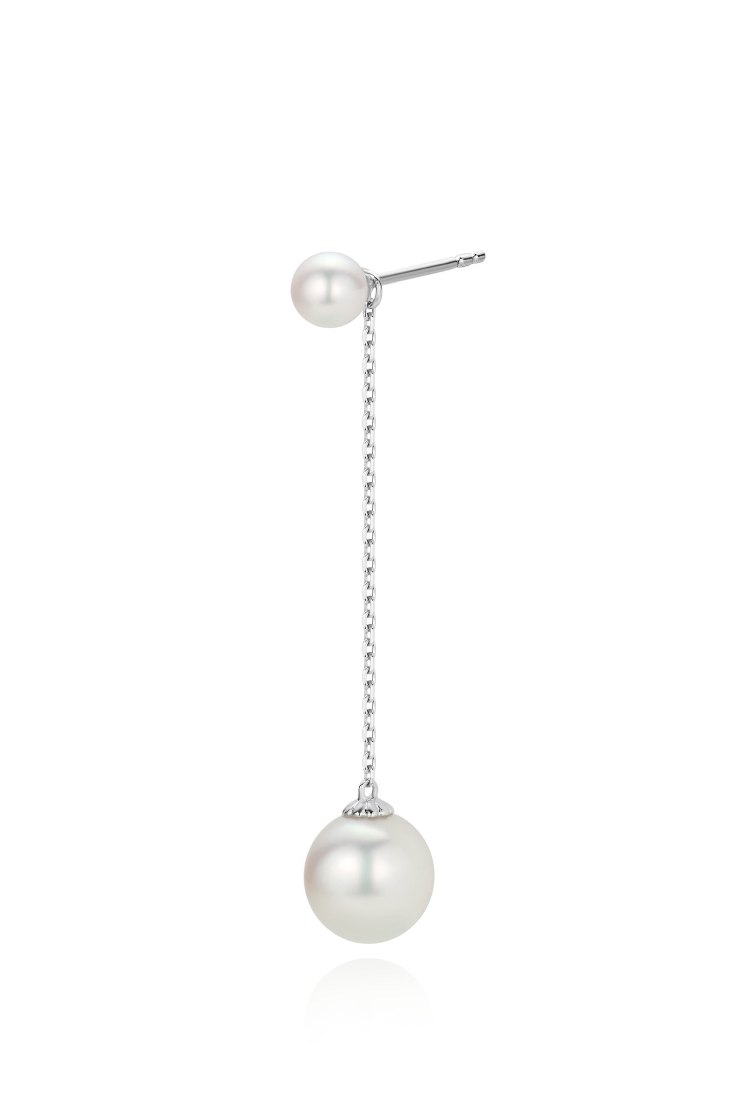 9K pendientes de oro blanco, con 4 perlas Akoya de 9,5 mm