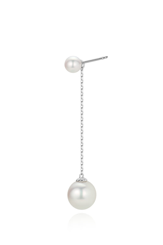 9K pendientes de oro blanco, con 4 perlas Akoya de 9,5 mm