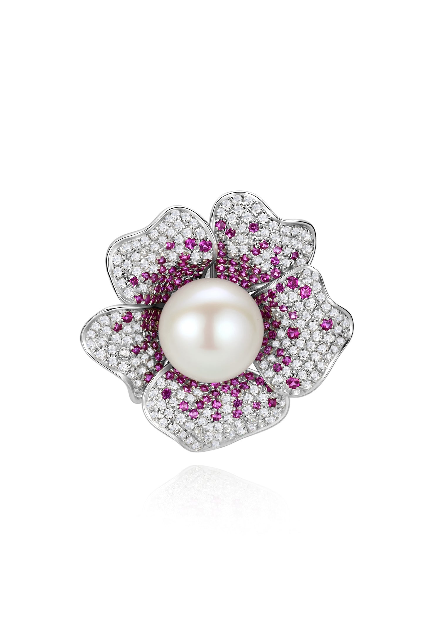 S925 broche en plata, con 1 perlas blancas de agua dulce de 10 mm