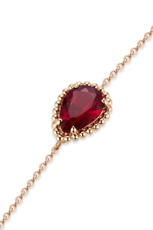 9K pulsera color oro rosa, con 1 rubí cultivado incrustado