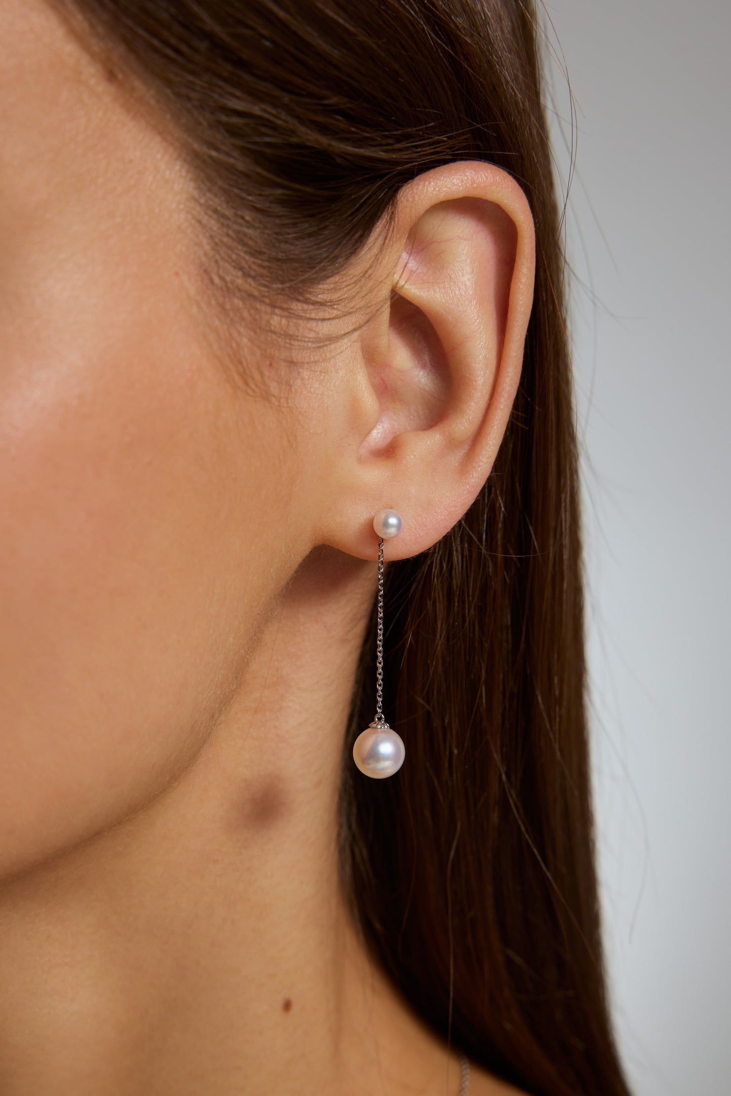 9K pendientes de oro blanco, con 4 perlas Akoya de 9,5 mm