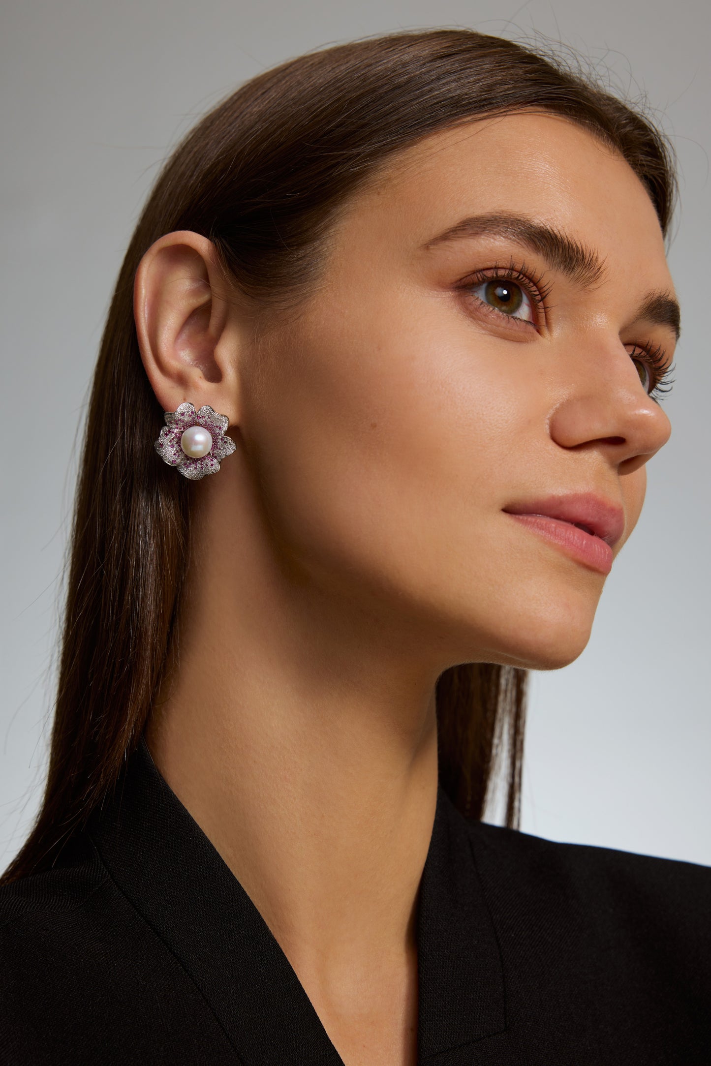 S925 pendientes en plata, con 2 perlas blancas de agua dulce de 10 mm