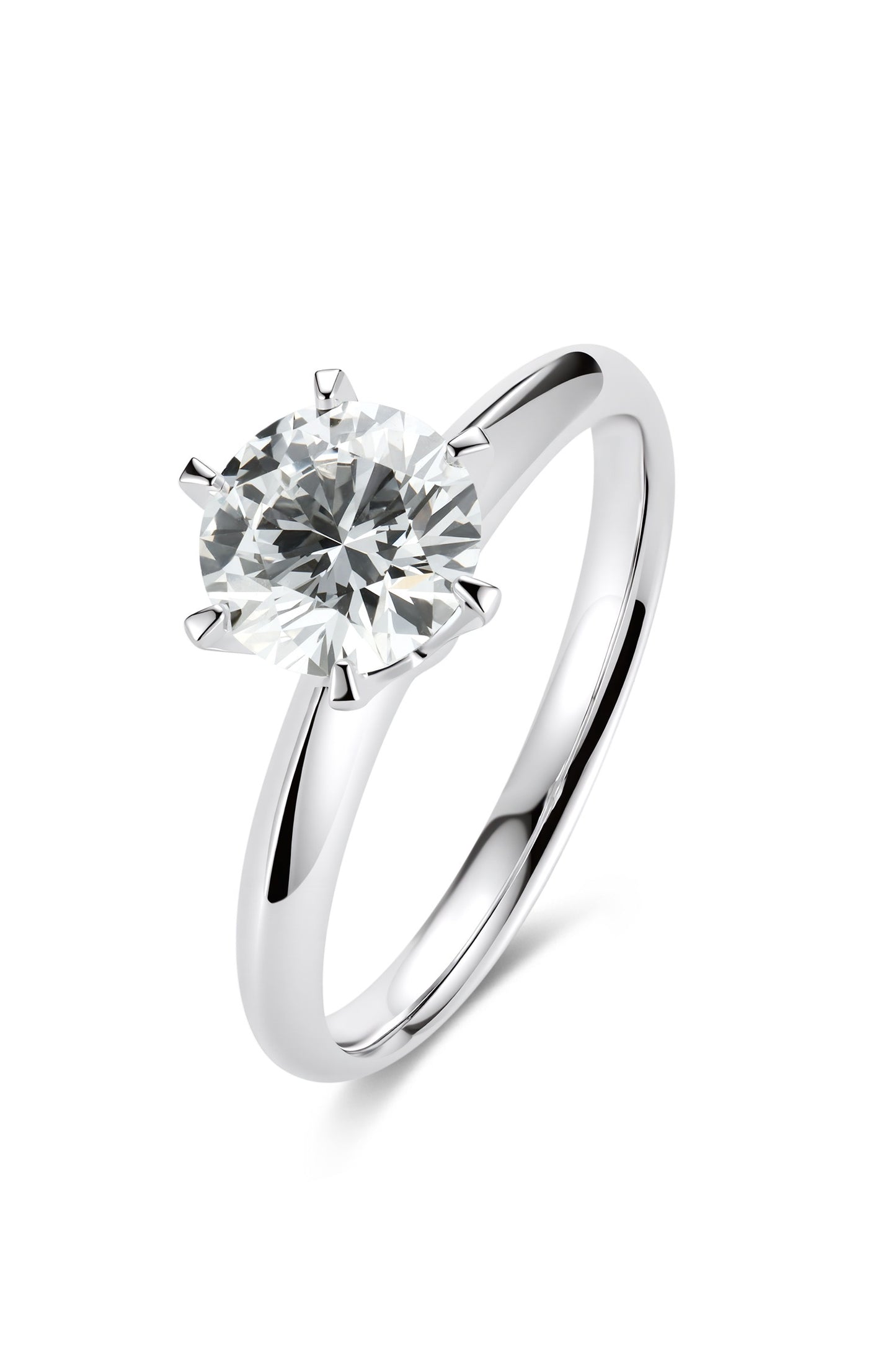 18K anillo clásico de diamante color oro blanco, con 1 diamante de 2.55 quilates