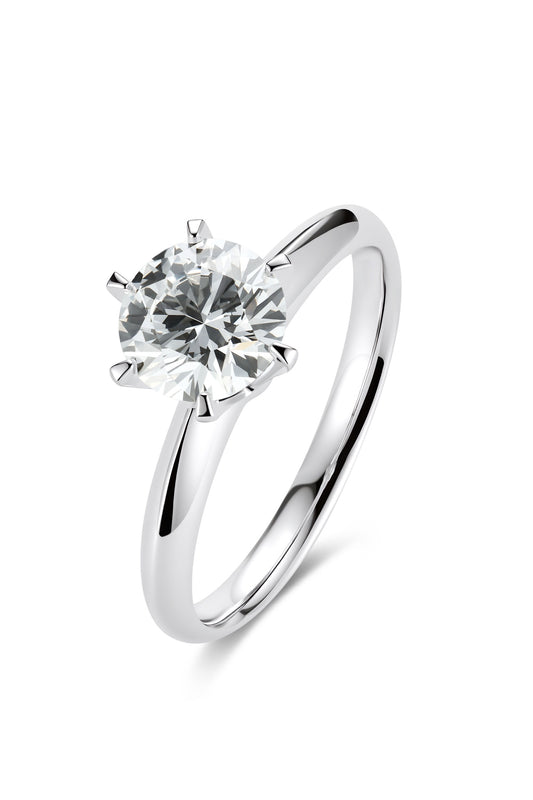 18K anillo clásico de diamante color oro blanco, con 1 diamante de 1.118 quilates