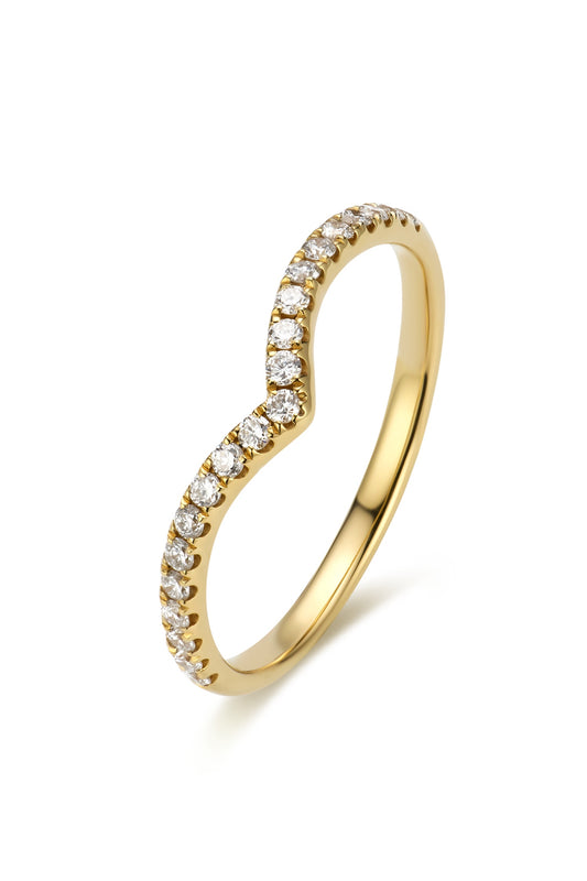 18K anillo de diamante estilo corazón color oro amarillo, con 21 diamantes cultivados de 0.197 quilates