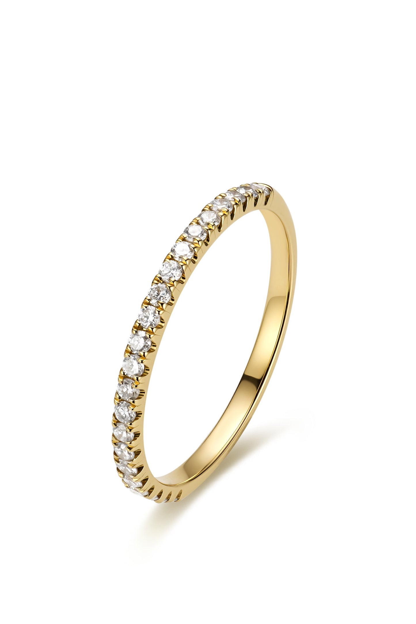 18K anillo de diamante color oro amarillo, con 22 diamantes de 0.236 quilates