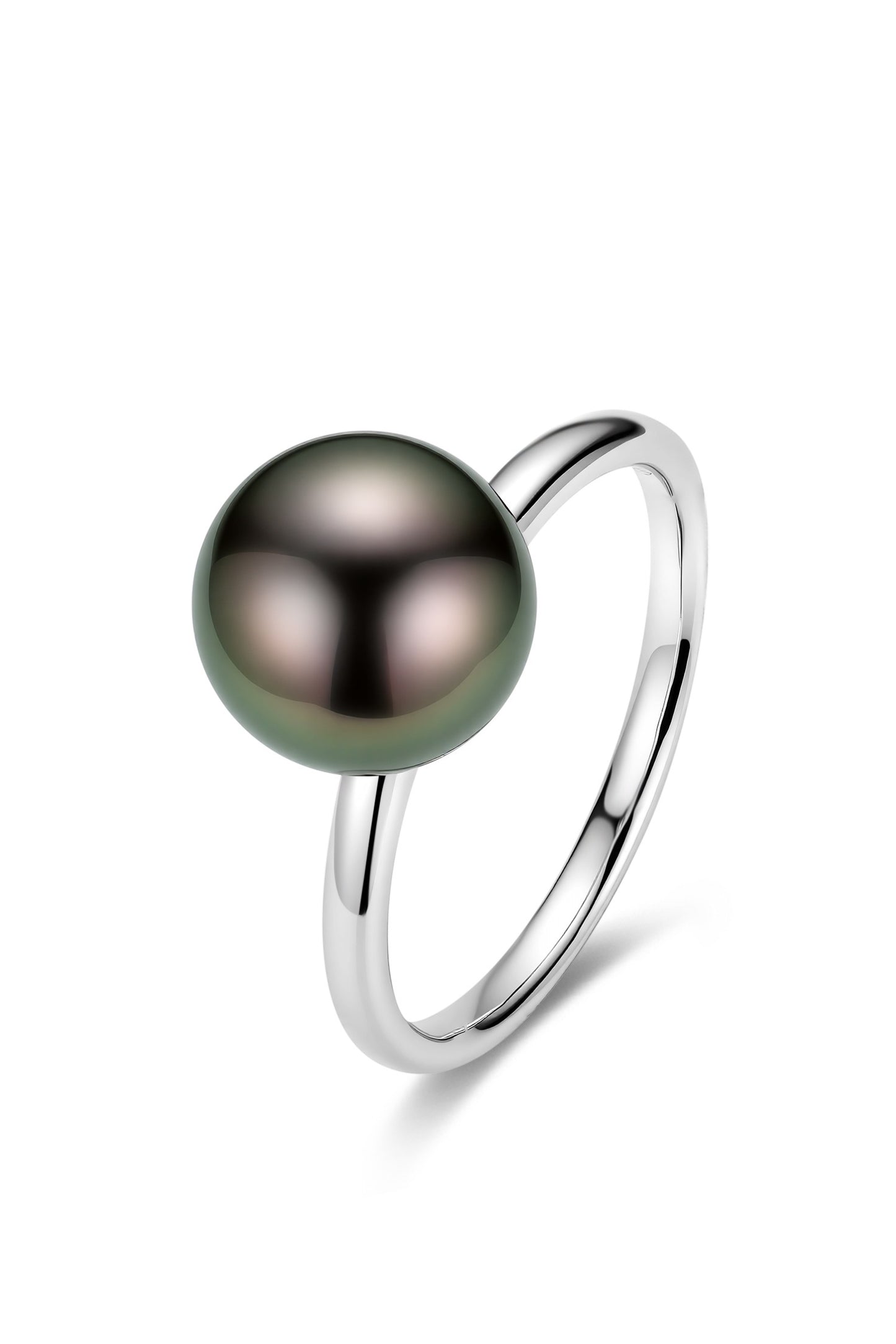 9K anillo de oro blanco, con perla de Tahití de 5,5 mm