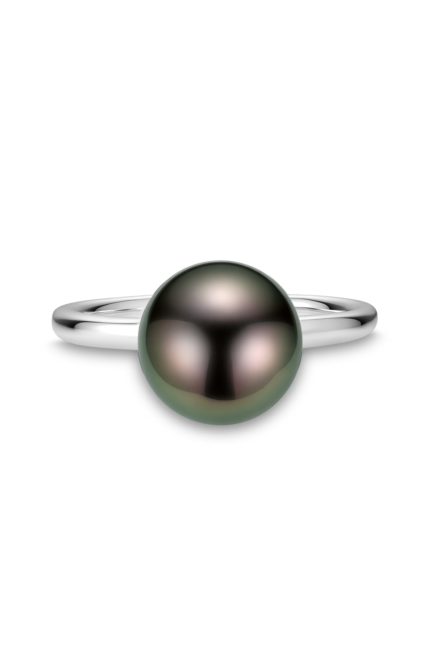 9K anillo de oro blanco, con perla de Tahití de 5,5 mm