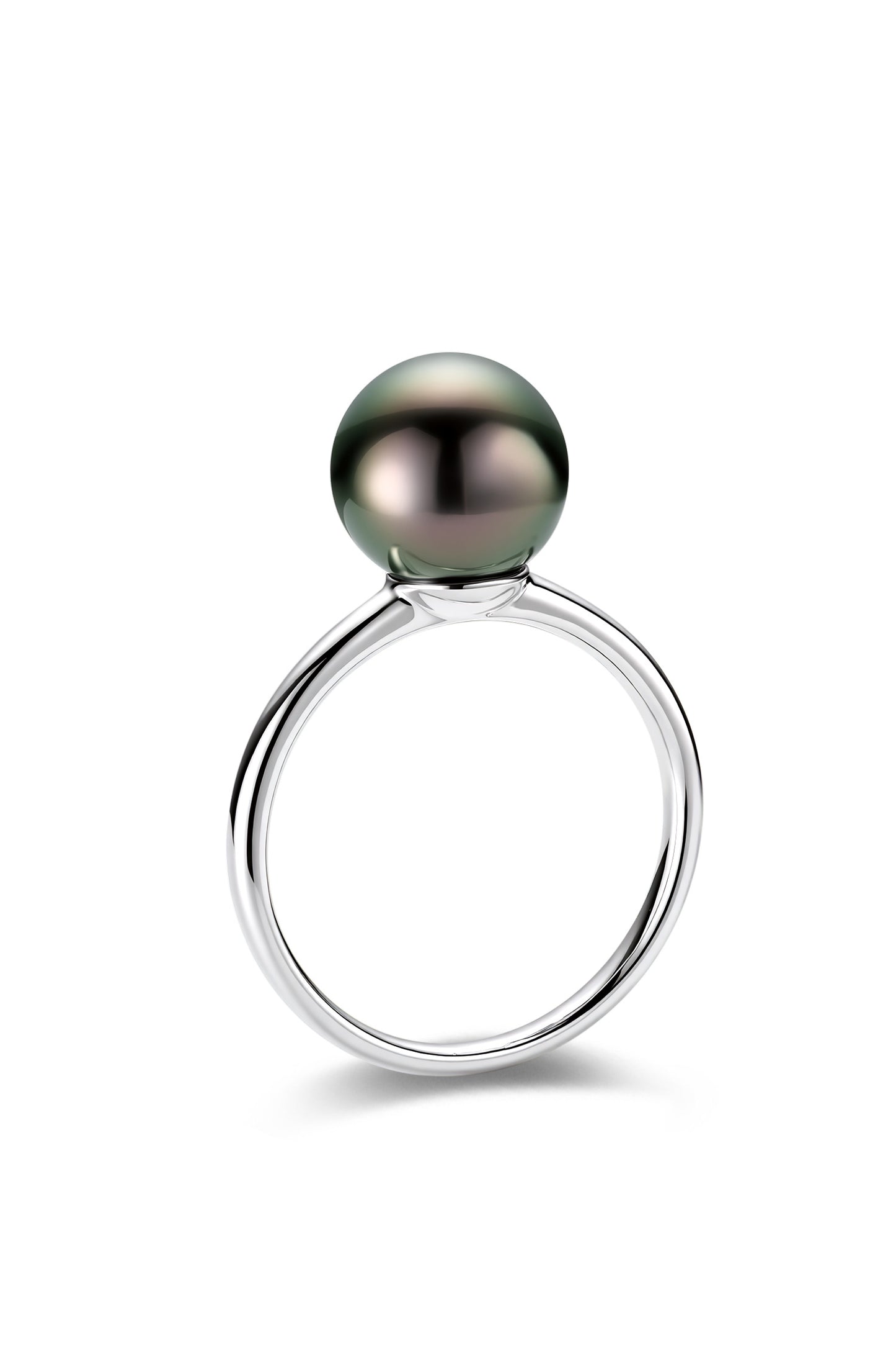 9K anillo de oro blanco, con perla de Tahití de 5,5 mm