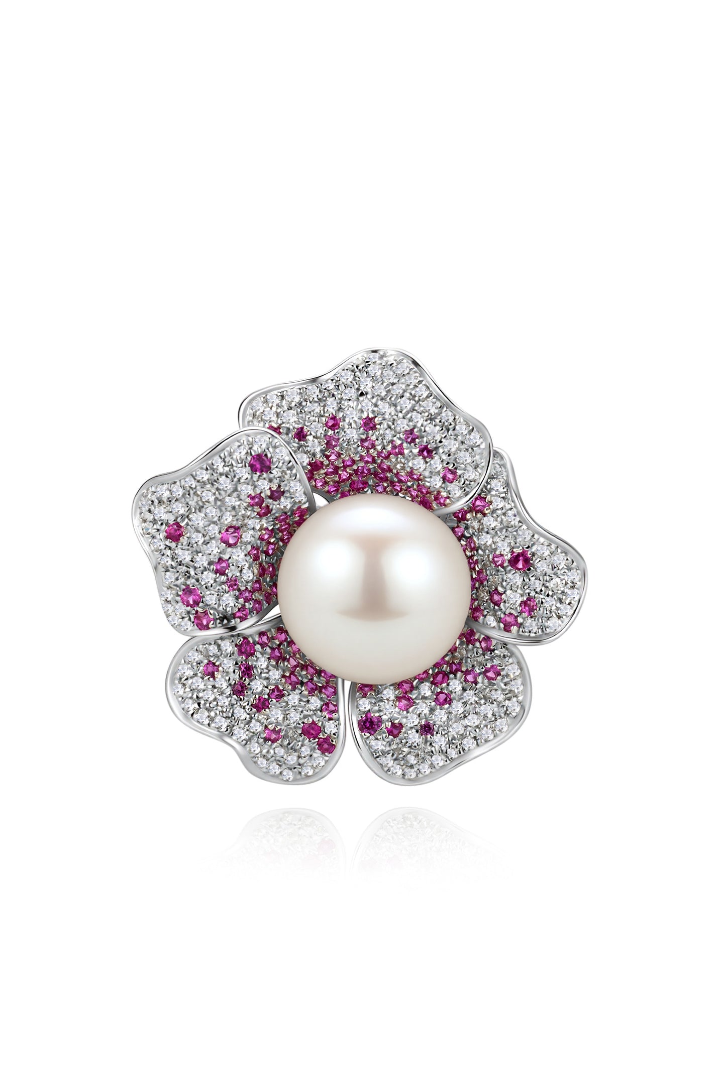 S925 broche en plata, con 1 perlas blancas de agua dulce de 10 mm