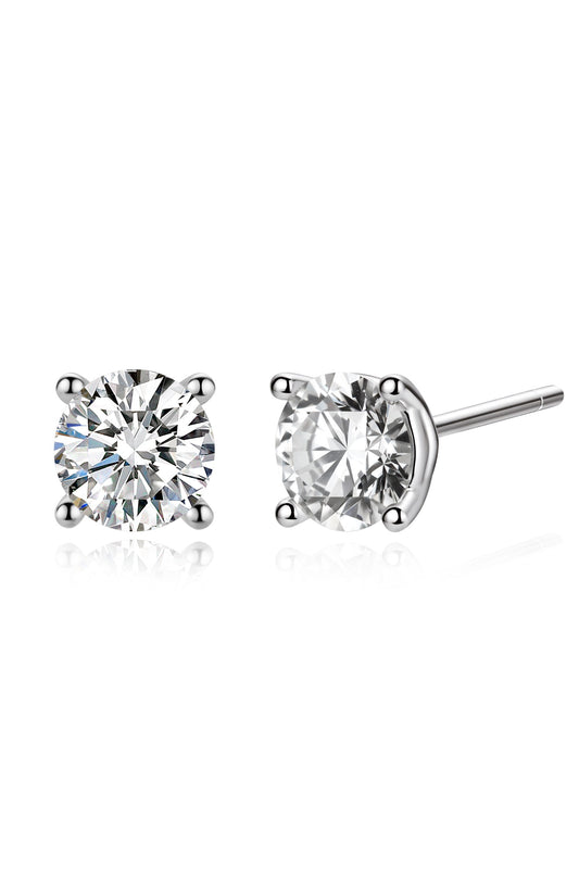 9K pendientes clásicos de diamante color oro blanco, con 2 diamantes de 1.19 quilates