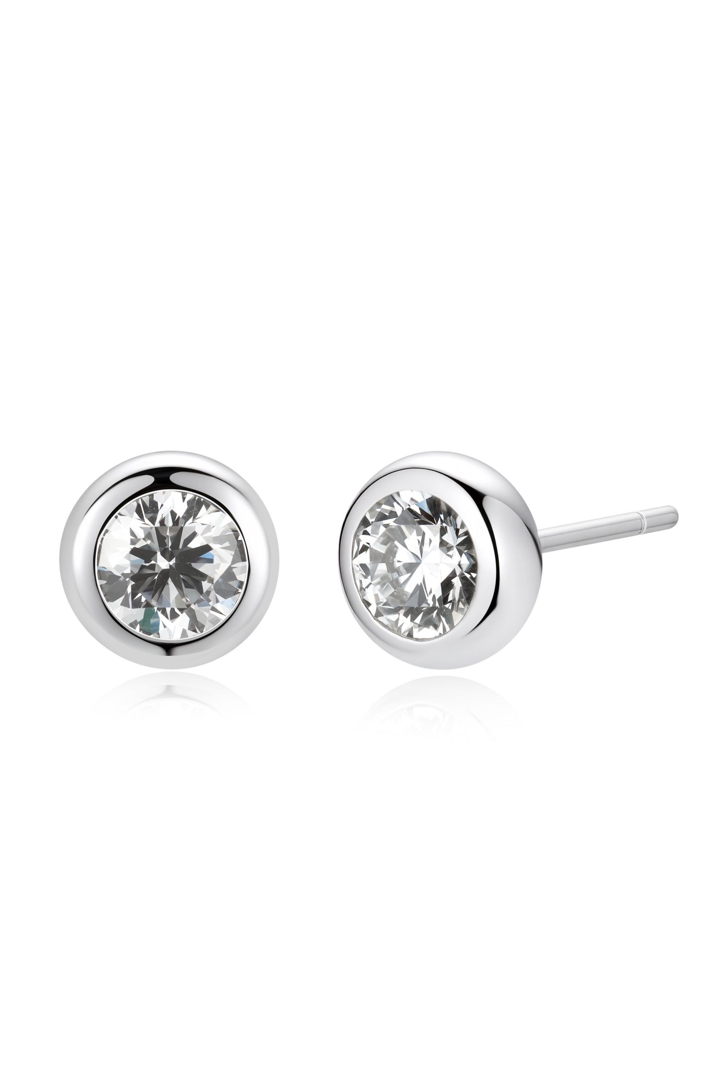 9K pendientes de diamante color oro blanco, con 2 diamantes de 0.74 quilates