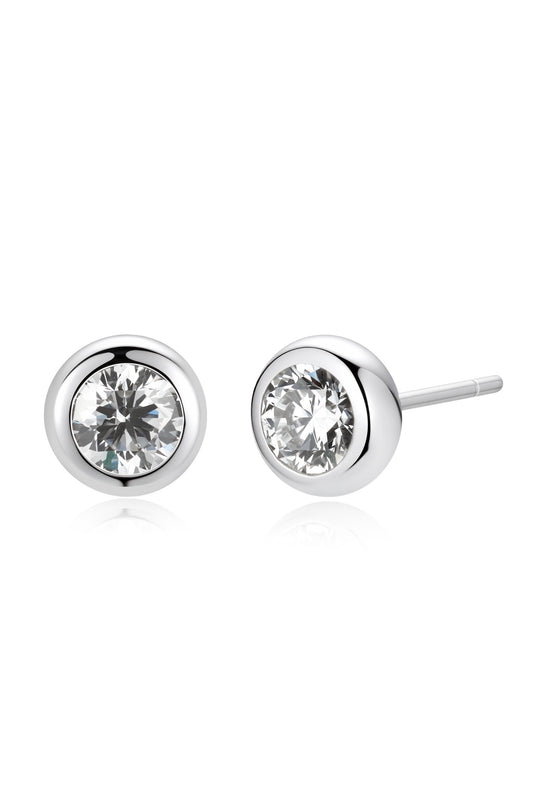 9K pendientes de diamante color oro blanco, con 2 diamantes de 0.74 quilates