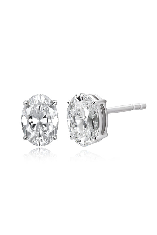 18K pendientes de diamante color oro blanco, con 2 diamantes ovalados de 1.088 quilates