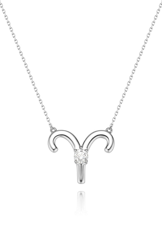 9K collar de constelación color oro blanco, con 1 diamante cultivado incrustado