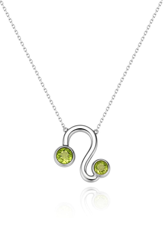 9K collar de constelación color oro blanco, con 1 peridoto incrustado