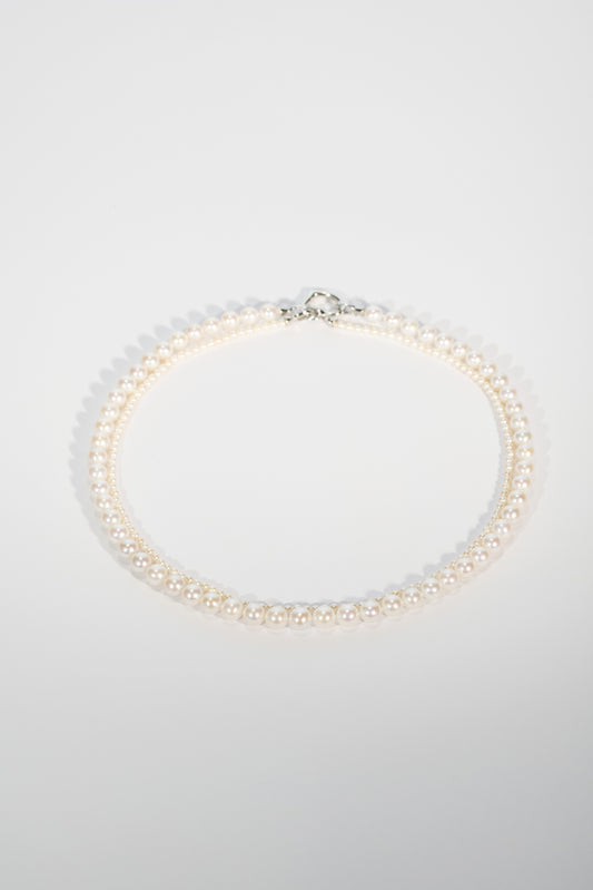 S925 collar de doble vuelta tejido a mano en plata, con perla de agua dulce de 5 mm y cierre de corazón