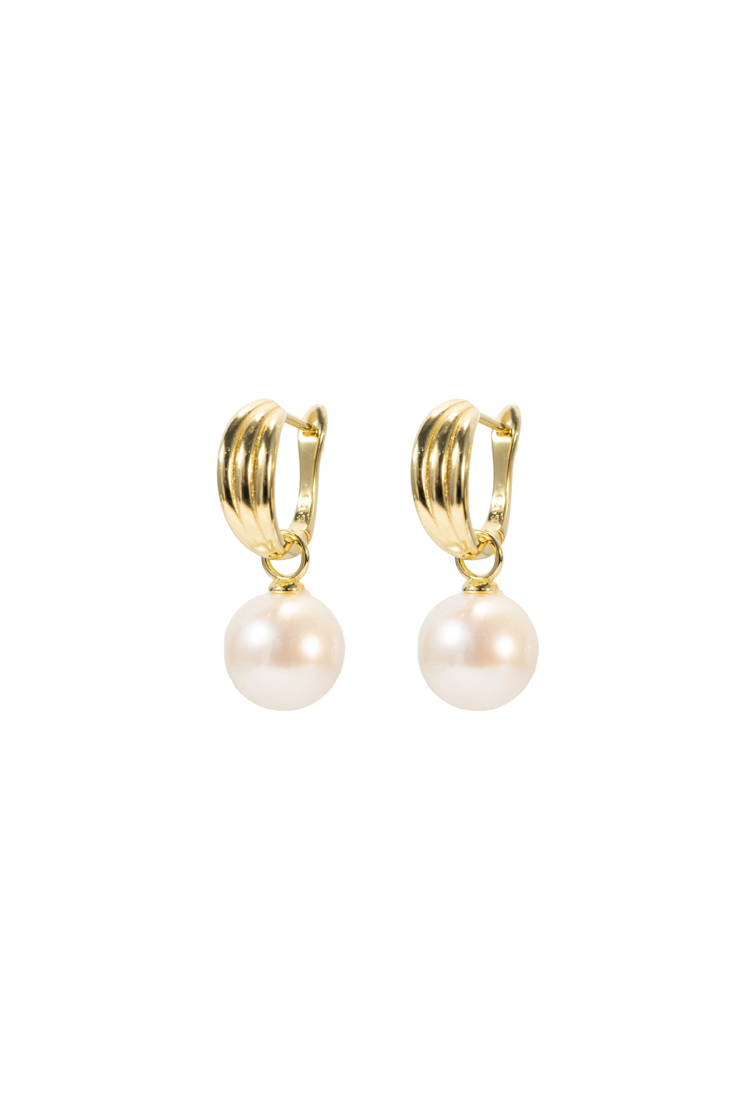 S925 pendientes estilo triangular en plata, con 2 perlas blancas de agua dulce de 10 mm incrustadas