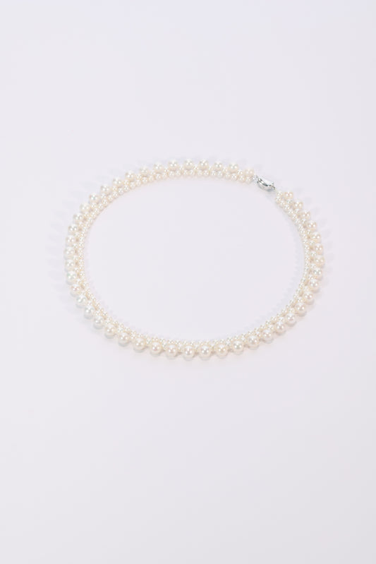 S925 collar minimalista tejido a mano en plata, con perla de agua dulce de 4,5 mm incrustada