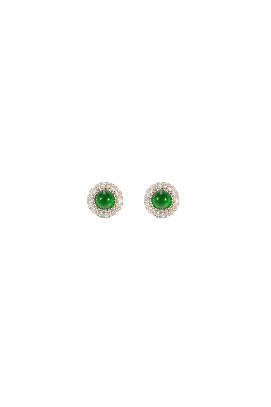 18K conjunto pendientes de jade en oro blanco, con 4 jades incrustados y 76 diamantes brillantes
