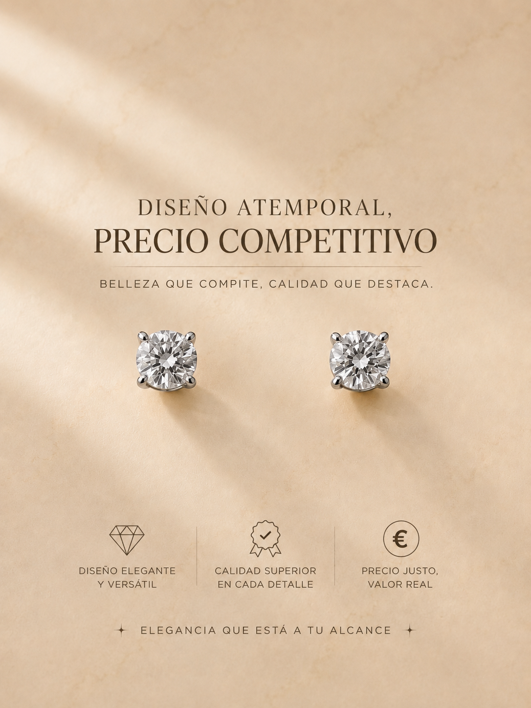 S925 pendientes de diamante en plata, con 2 diamantes cultivados de 1.02 quilates incrustados