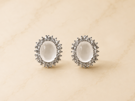 S925 pendientes de jadeíta de agua en plata, con 2 jadeíta de agua de 8.5 mm